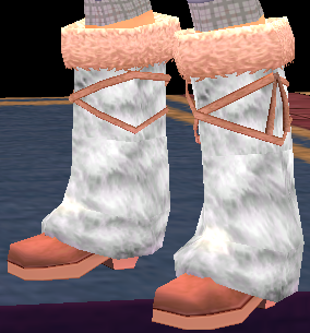 Equipped Premium Giant Winter Fur Boots (M) viewed from an angle