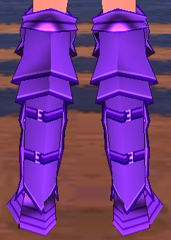 Equipped Dustin Silver Knight Greaves (Purple) viewed from the back