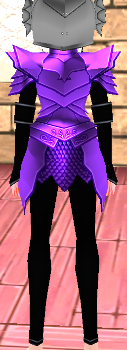Equipped Female Dustin Silver Knight Armor (Purple) viewed from the back