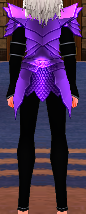 Equipped Male Dustin Silver Knight Armor (Purple) viewed from the back