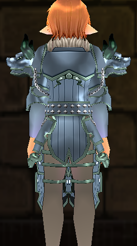 Equipped Sturdy Ox Armor (M) viewed from the back