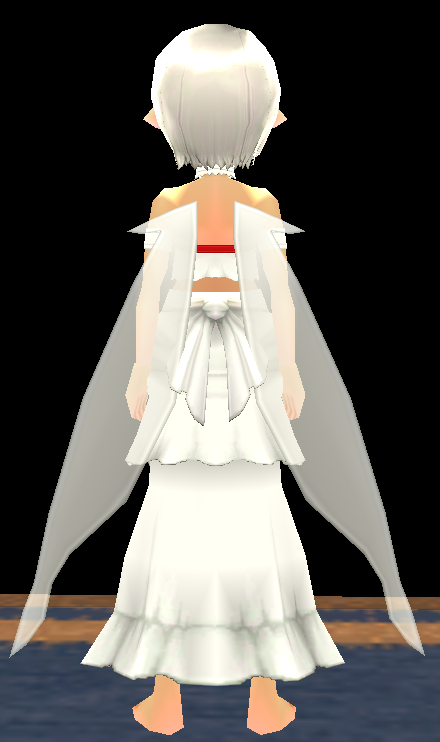 Equipped Asuna ALO Outfit (White Dress, White Wings, Red Trim) viewed from the back