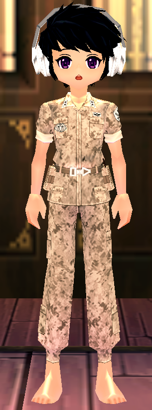 Equipped Desert Soldier Camo Uniform (M) viewed from the front