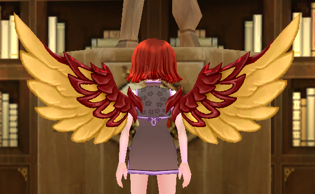 Equipped Red Desert Guardian Wings viewed from the back