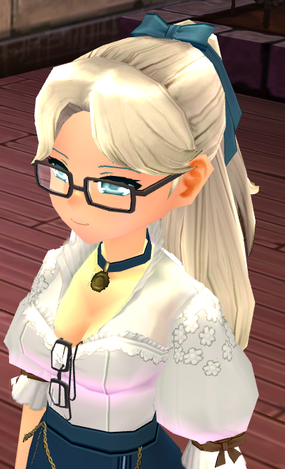 Equipped Neat Half Ponytail Wig & Glasses viewed from an angle