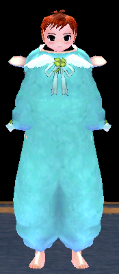 Equipped Female Rainbow Sheep Jumpsuit (Blue) viewed from the front with the hood down
