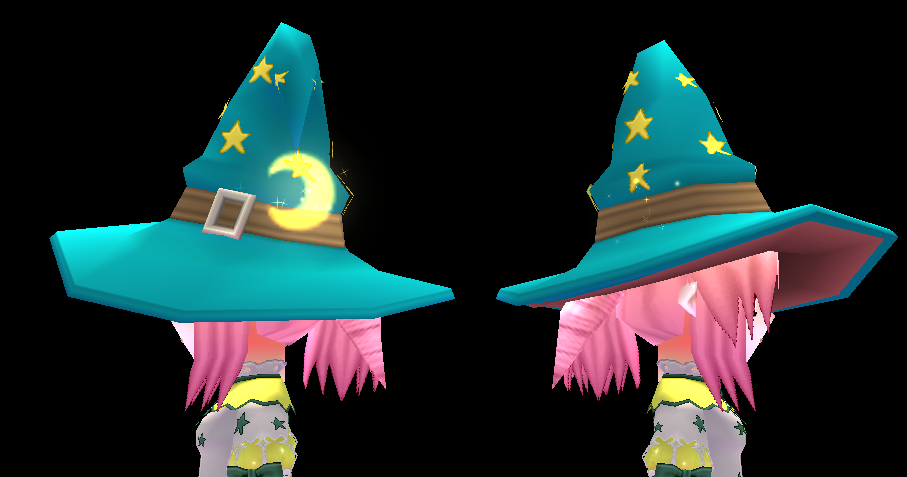 Equipped Night Witch Hat viewed from the side