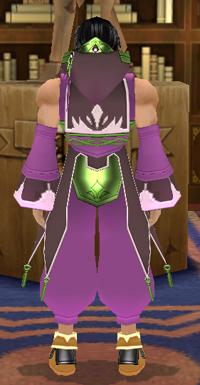 Equipped GiantMale Gamyu Wizard Robe Set viewed from the back with the hood down
