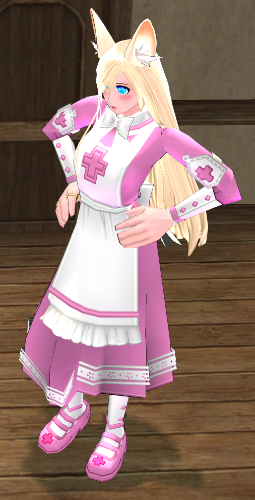 Equipped Giant Nurse Outfit viewed from an angle