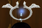 Equipped Silver Angelic Halo viewed from the front