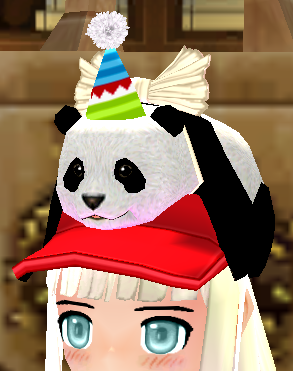 Equipped Panda Party Hat viewed from an angle