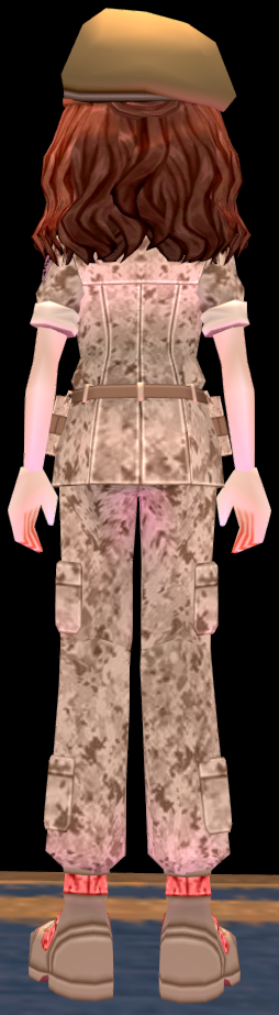 Equipped Female Desert Soldier Set viewed from the back