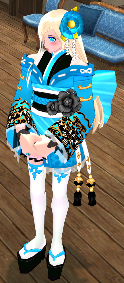 Equipped GiantFemale Mist Kimono Set viewed from an angle