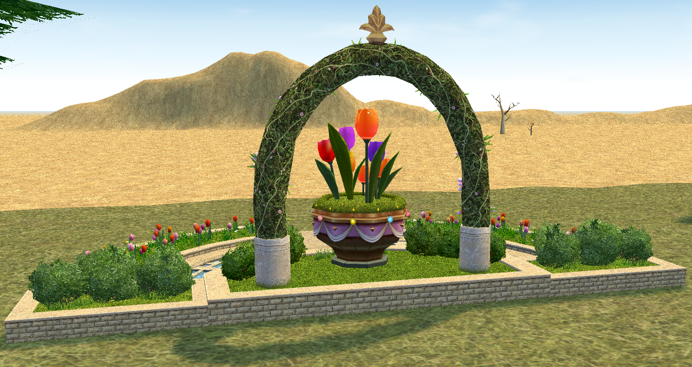 Back of Homestead Tulip Flowerbed and Display