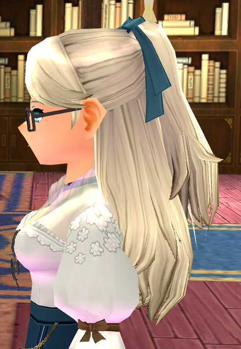 Equipped Neat Half Ponytail Wig & Glasses viewed from the side
