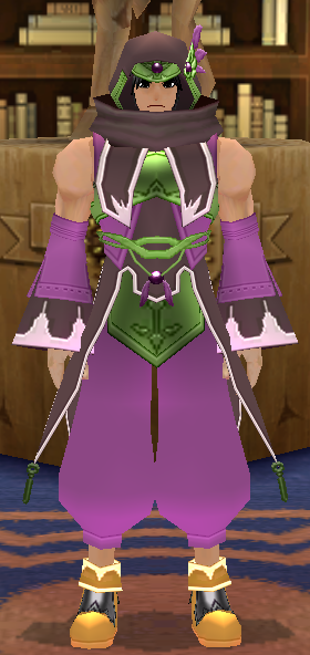 Equipped GiantMale Gamyu Wizard Robe Set viewed from the front with the hood up