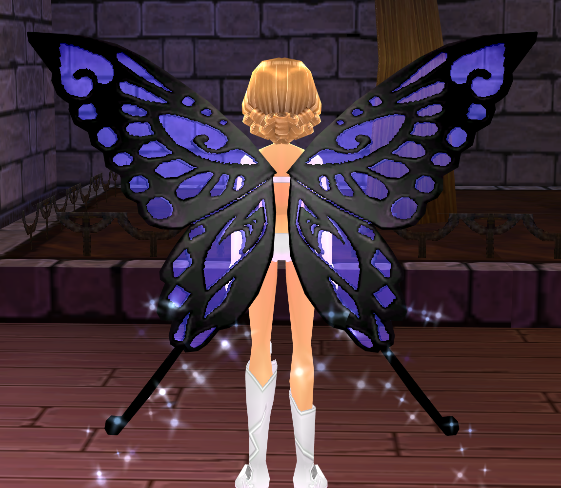 Equipped Black Butterfly Wings viewed from the back