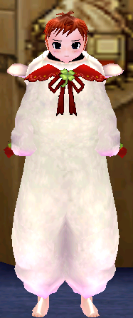 Equipped Female Rainbow Sheep Jumpsuit (White) viewed from the front with the hood down