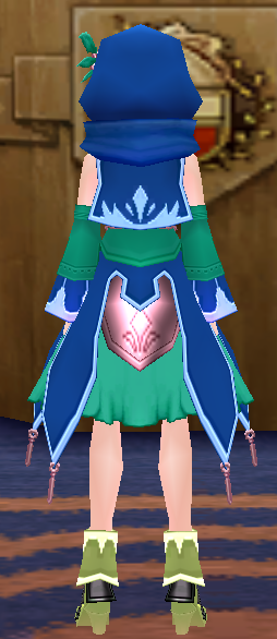 Equipped Female Gamyu Wizard Robe Set viewed from the back with the hood up