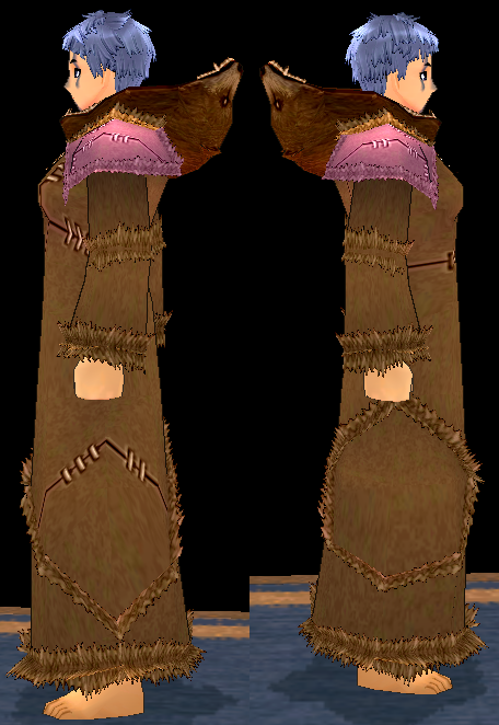 Equipped Female Giant Bear Robe viewed from the side with the hood down