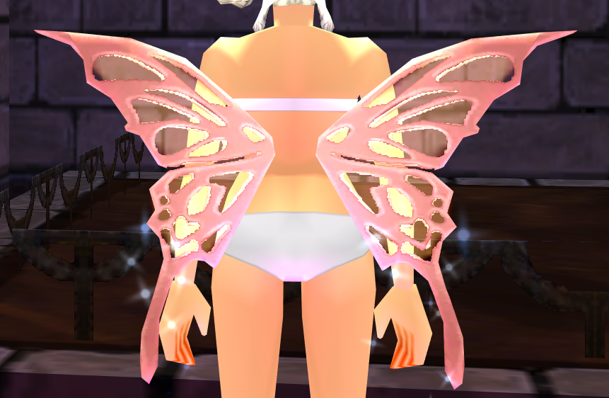 Equipped Pink Cutiefly Wings viewed from the back