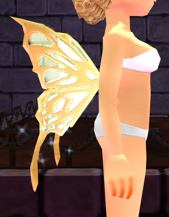 Equipped Yellow Cutiefly Wings viewed from the side
