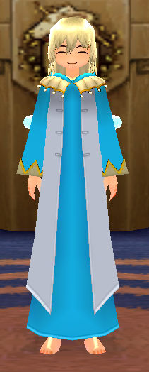 Equipped Male Jester Robe viewed from the front with the hood down