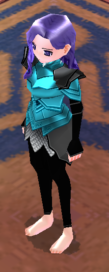 Equipped Female Dustin Silver Knight Armor (Light Blue) viewed from an angle