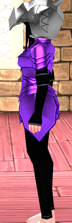 Equipped Female Dustin Silver Knight Armor (Purple) viewed from the side