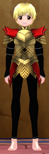 Equipped Male Dustin Silver Knight Armor (Red and Gold) viewed from the front
