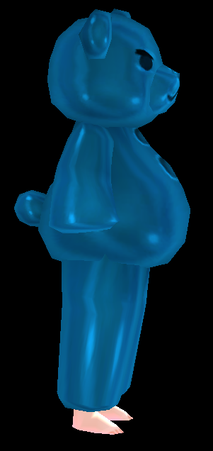 Equipped Gummy Bear Costume viewed from the side with the hood up