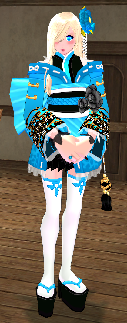 Equipped GiantFemale Mist Kimono Set viewed from the front
