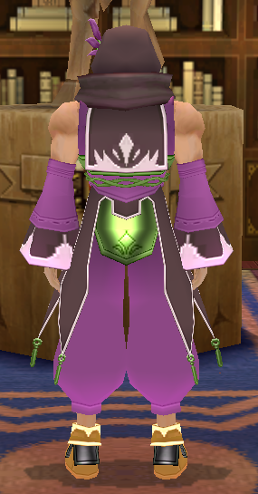 Equipped GiantMale Gamyu Wizard Robe Set viewed from the back with the hood up
