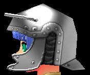 Equipped Steel Headgear viewed from the side