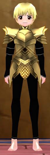 Equipped Male Dustin Silver Knight Armor (Gold) viewed from the front