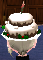Equipped Holiday Cake Hat viewed from the back