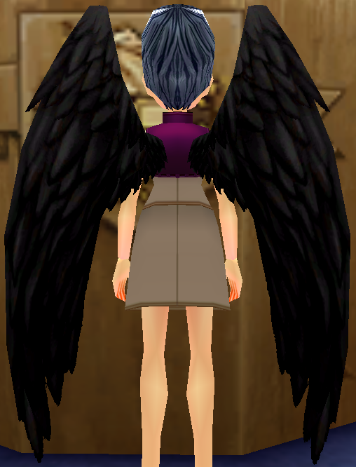 Equipped Black Angel Wings viewed from the back