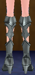 Equipped Laighlinne Metal Heel Greaves viewed from the back