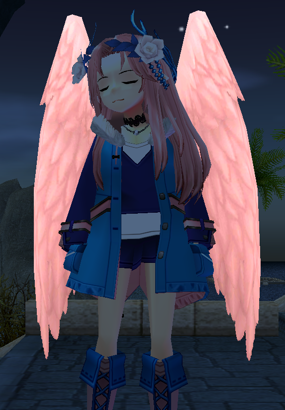 Baby Pink Angel Wings Equipped Front Night.png