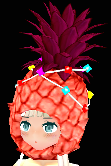 Equipped Tropical Pineapple Helmet viewed from an angle
