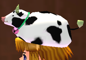 Equipped Dairy Cow Hat viewed from the side