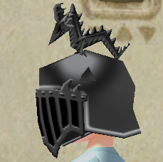 Equipped Dragon Crest viewed from the side with the visor down
