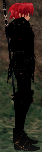 Equipped Black Dragon Knight's Armor (NPC only) viewed from the side