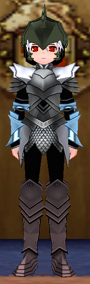 Equipped Male Dustin Silver Knight Set viewed from the front