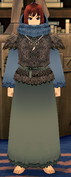 Equipped GiantFemale Bear Robe viewed from the front with the hood down