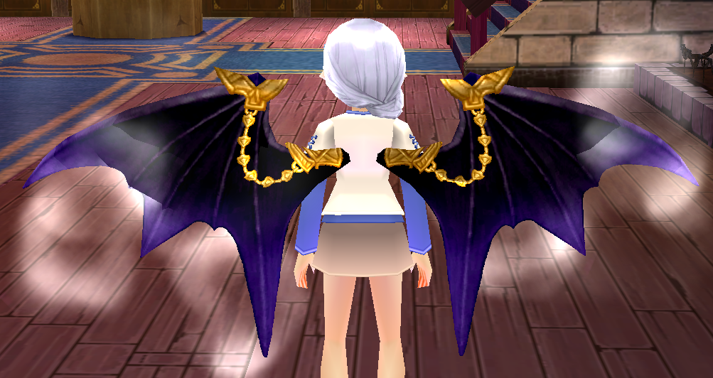 Equipped Purple Eiren Wings viewed from the back