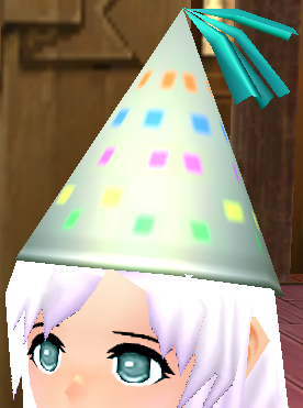Equipped Pointy Party Hat viewed from an angle