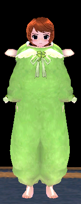 Equipped Female Rainbow Sheep Jumpsuit (Green) viewed from the front with the hood down