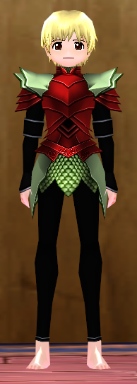 Equipped Male Dustin Silver Knight Armor (Red and Green) viewed from the front