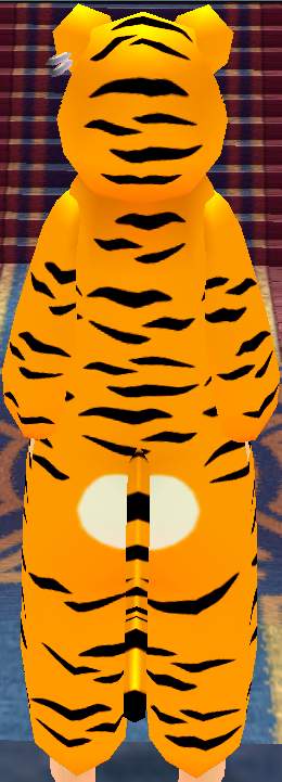 Equipped Tiger Robe viewed from the back with the hood up